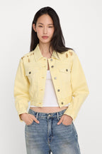ESSENTIAL CROP DENIM JACKET EMBROIDERED ANISE YELLOW