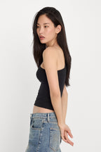 SUPER STRETCH ONE SHOULDER TANK BLACK001