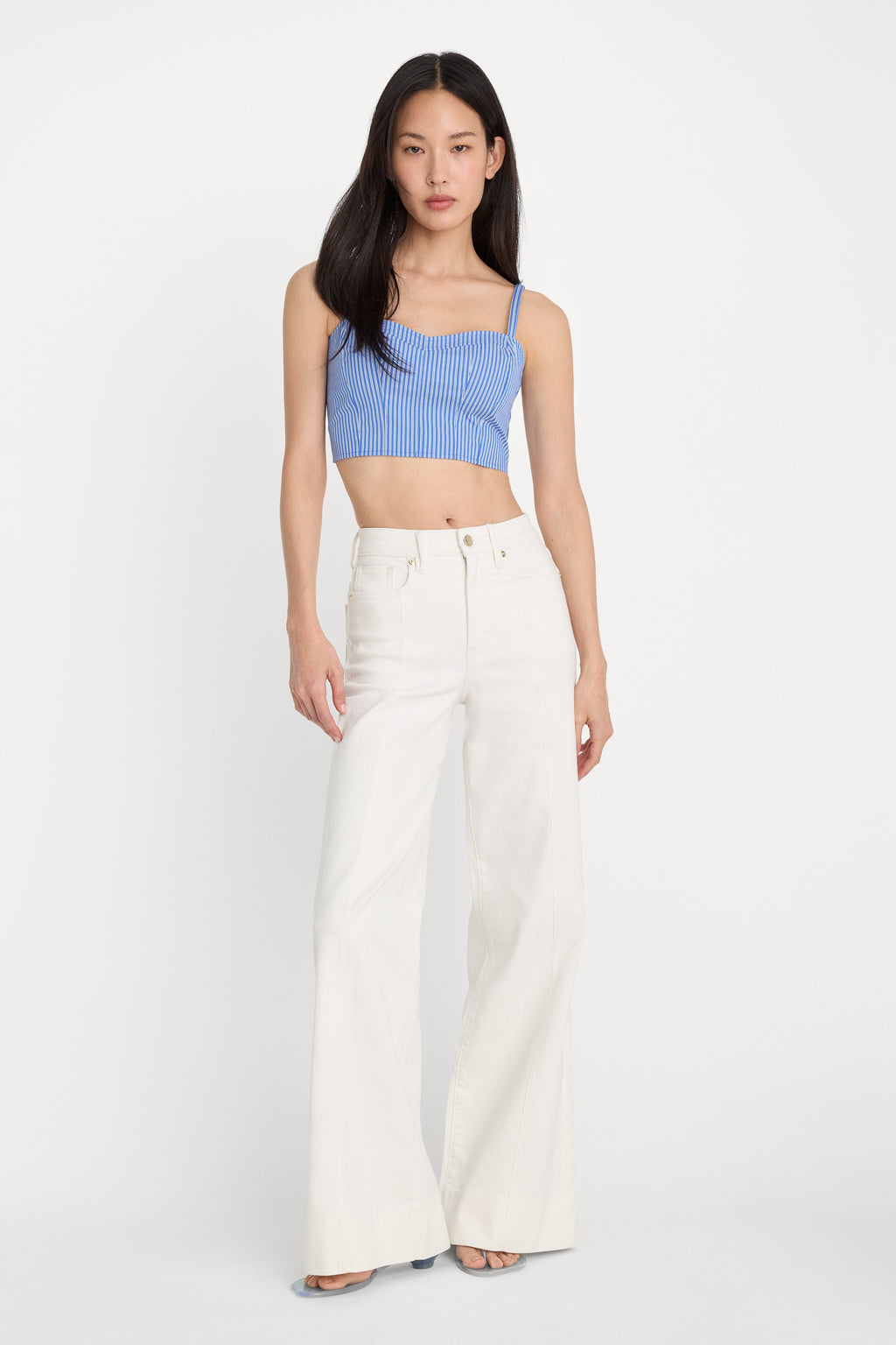 GOOD WAIST PALAZZO JEANS COTTON WHITE
