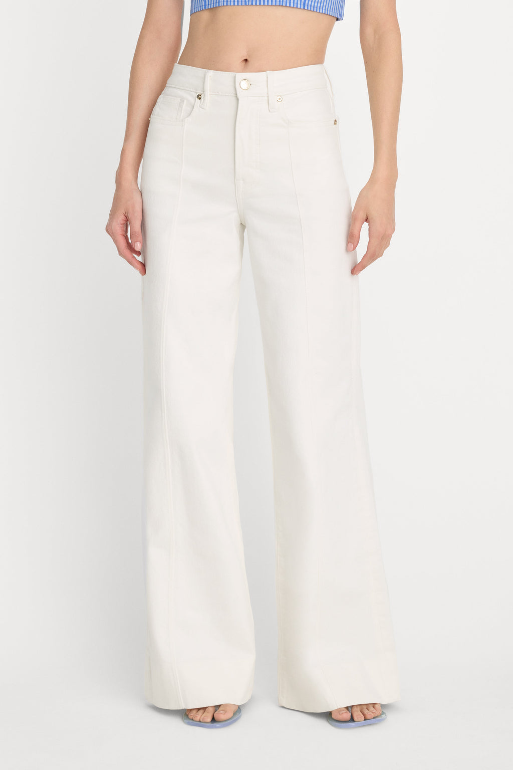GOOD WAIST PALAZZO JEANS COTTON WHITE