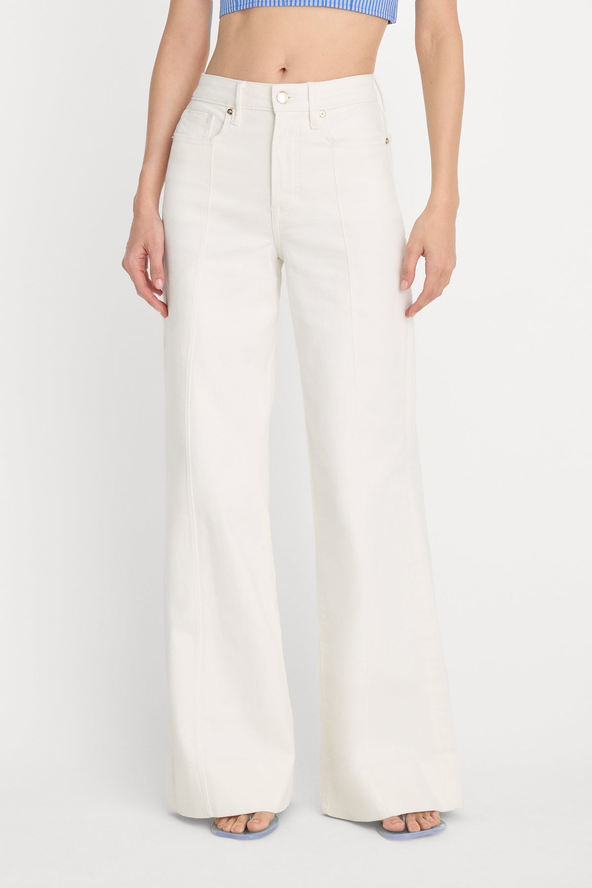 GOOD WAIST PALAZZO JEANS COTTON WHITE