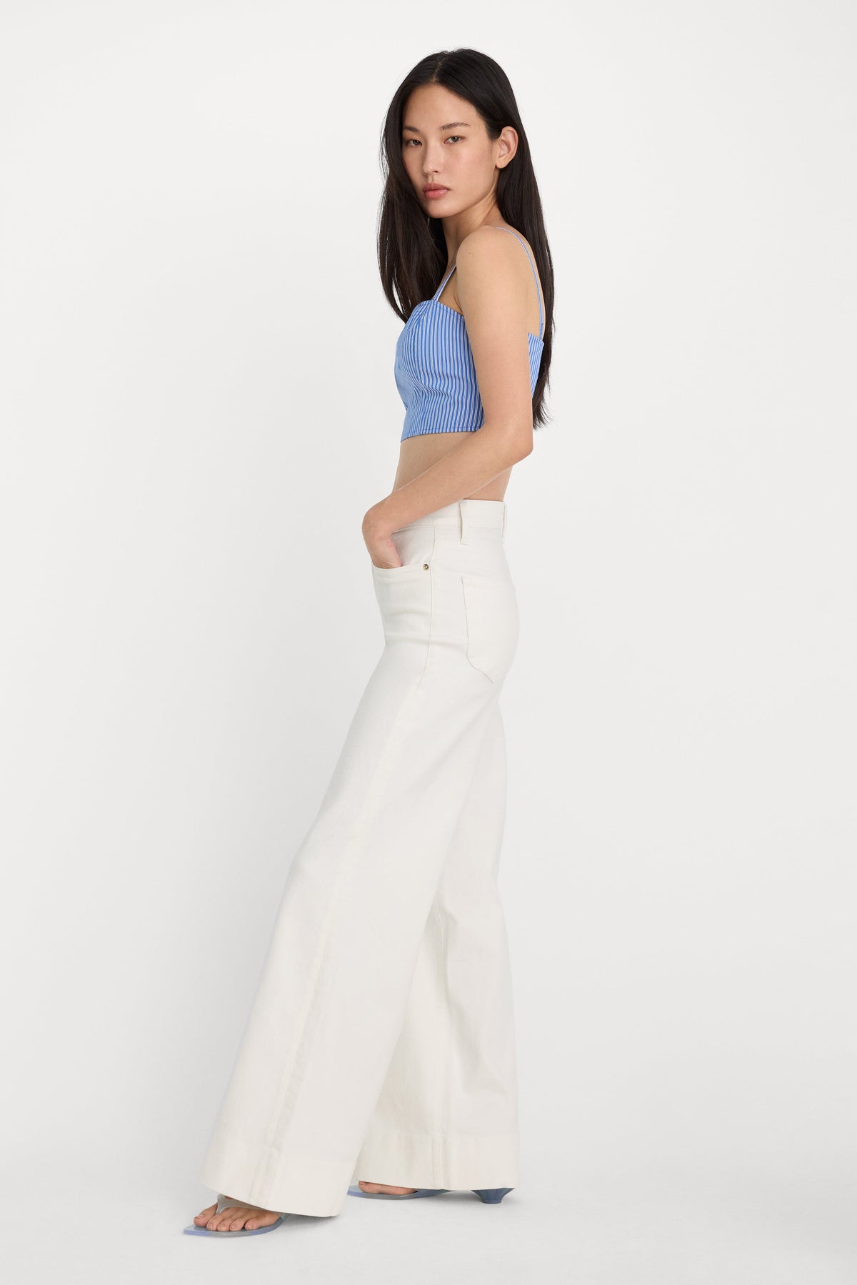GOOD WAIST PALAZZO JEANS COTTON WHITE