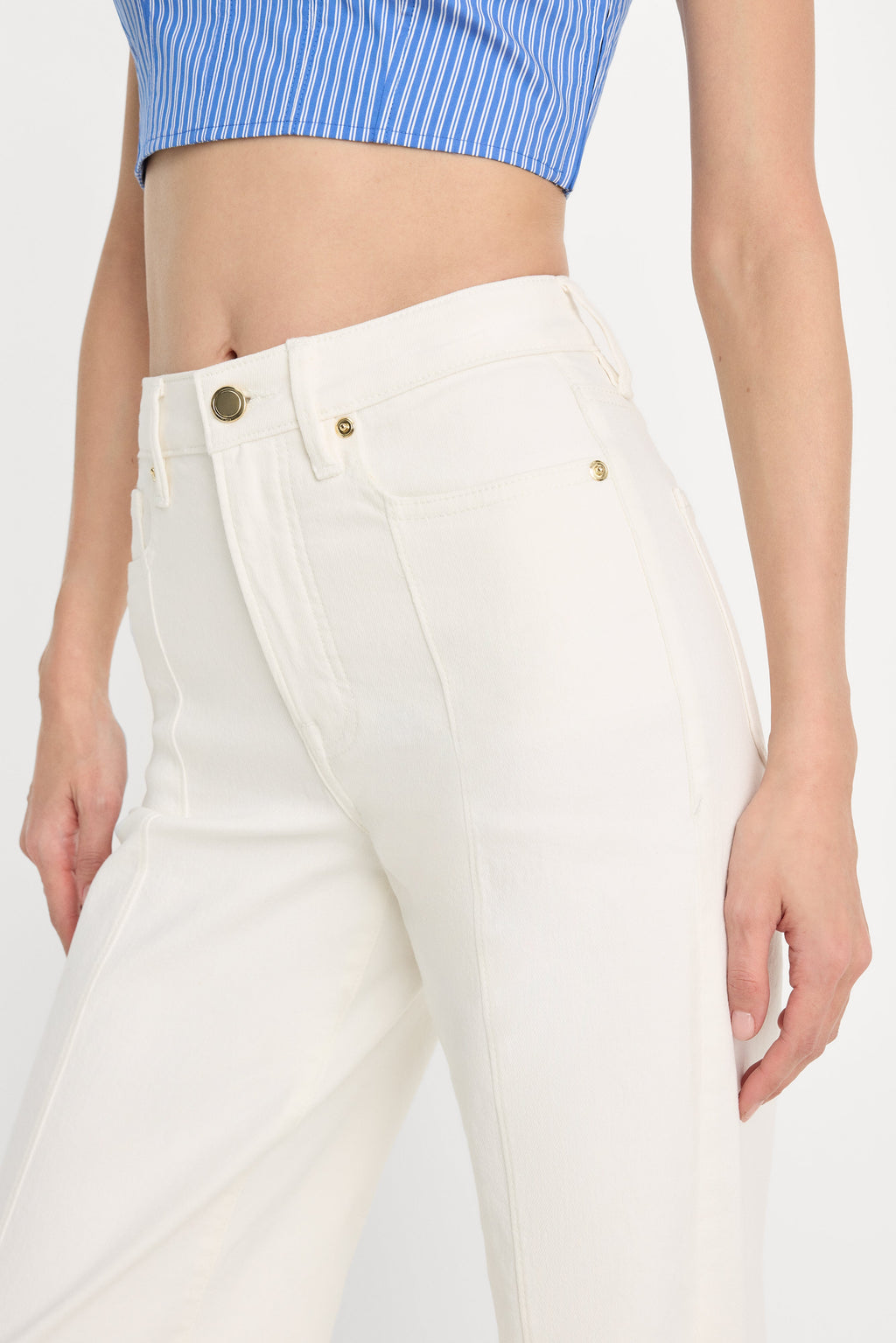 GOOD WAIST PALAZZO JEANS COTTON WHITE