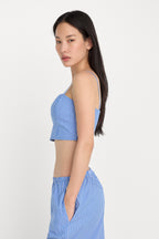 POPLIN BUSTIER CAMI TOP BLUE AND WHITE STRIPE