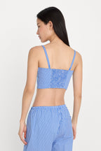 POPLIN BUSTIER CAMI TOP BLUE AND WHITE STRIPE