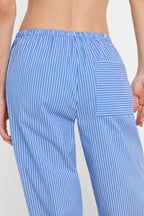 POPLIN PULL ON PANTS BLUE & WHITE STRIPE