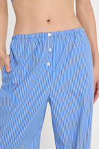 POPLIN PULL ON PANTS BLUE & WHITE STRIPE
