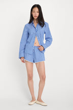 POPLIN CLASSIC BOXY SHIRT BLUE &amp WHITE STRIPE