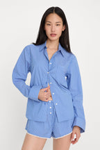 POPLIN CLASSIC BOXY SHIRT BLUE &amp WHITE STRIPE
