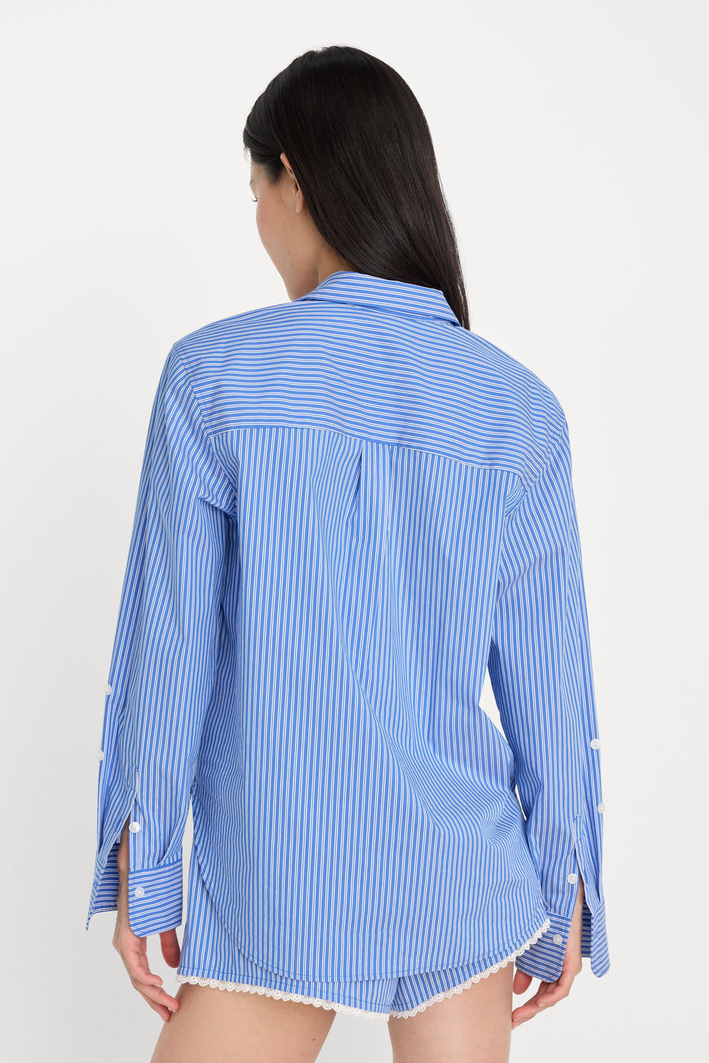 POPLIN CLASSIC BOXY SHIRT BLUE &amp WHITE STRIPE