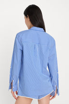 POPLIN CLASSIC BOXY SHIRT BLUE &amp WHITE STRIPE