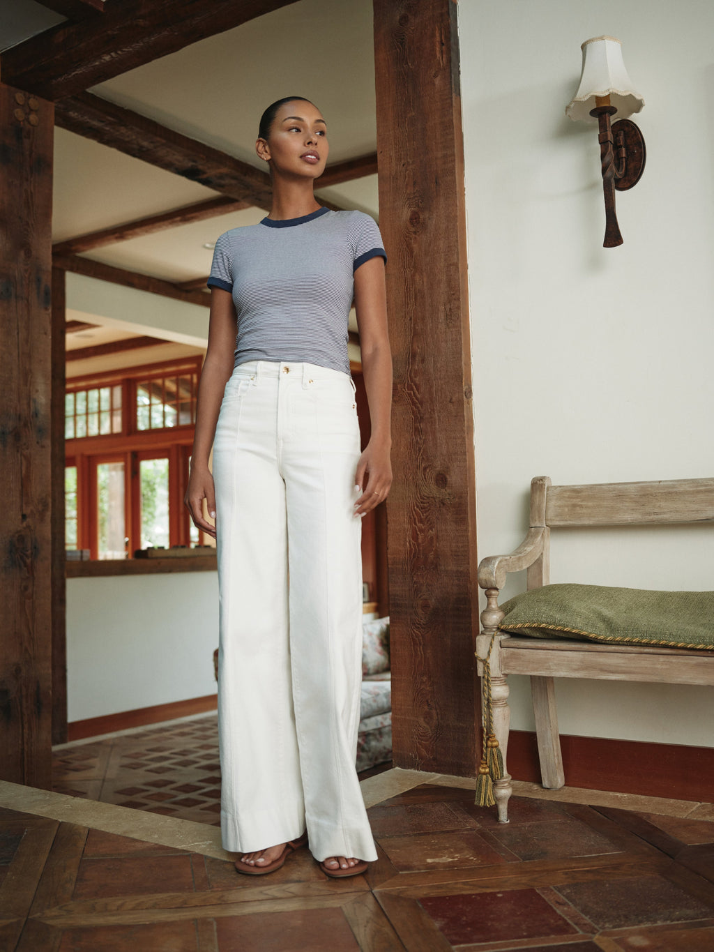 GOOD WAIST PALAZZO JEANS COTTON WHITE