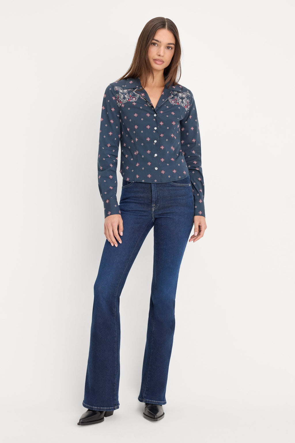 DOLLY TAILORED POPLIN SHIRT NEW NAVY BANDANA PRINT