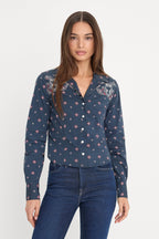 DOLLY TAILORED POPLIN SHIRT NEW NAVY BANDANA PRINT