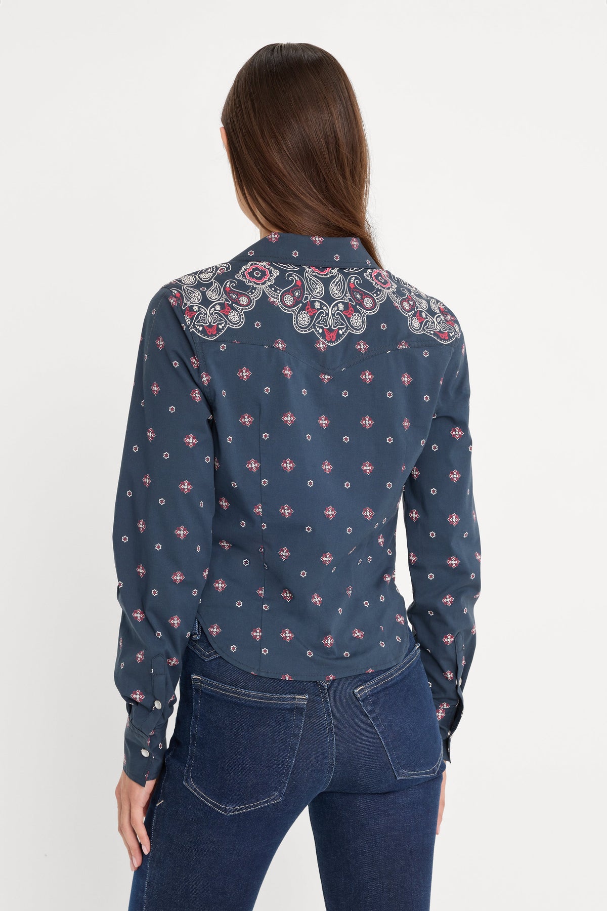 DOLLY TAILORED POPLIN SHIRT NEW NAVY BANDANA PRINT