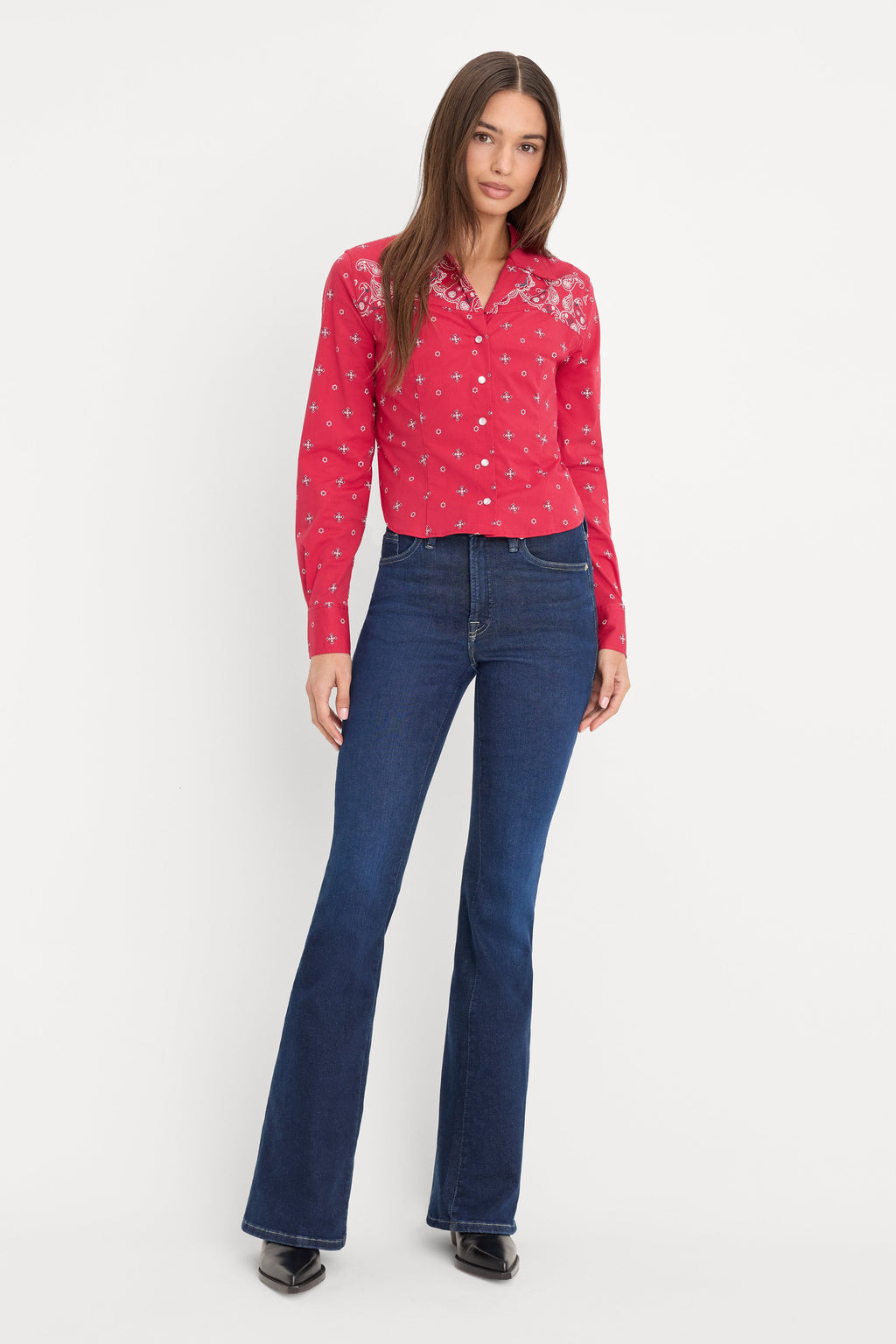 DOLLY TAILORED POPLIN SHIRT FLARE BANDANA PRINT