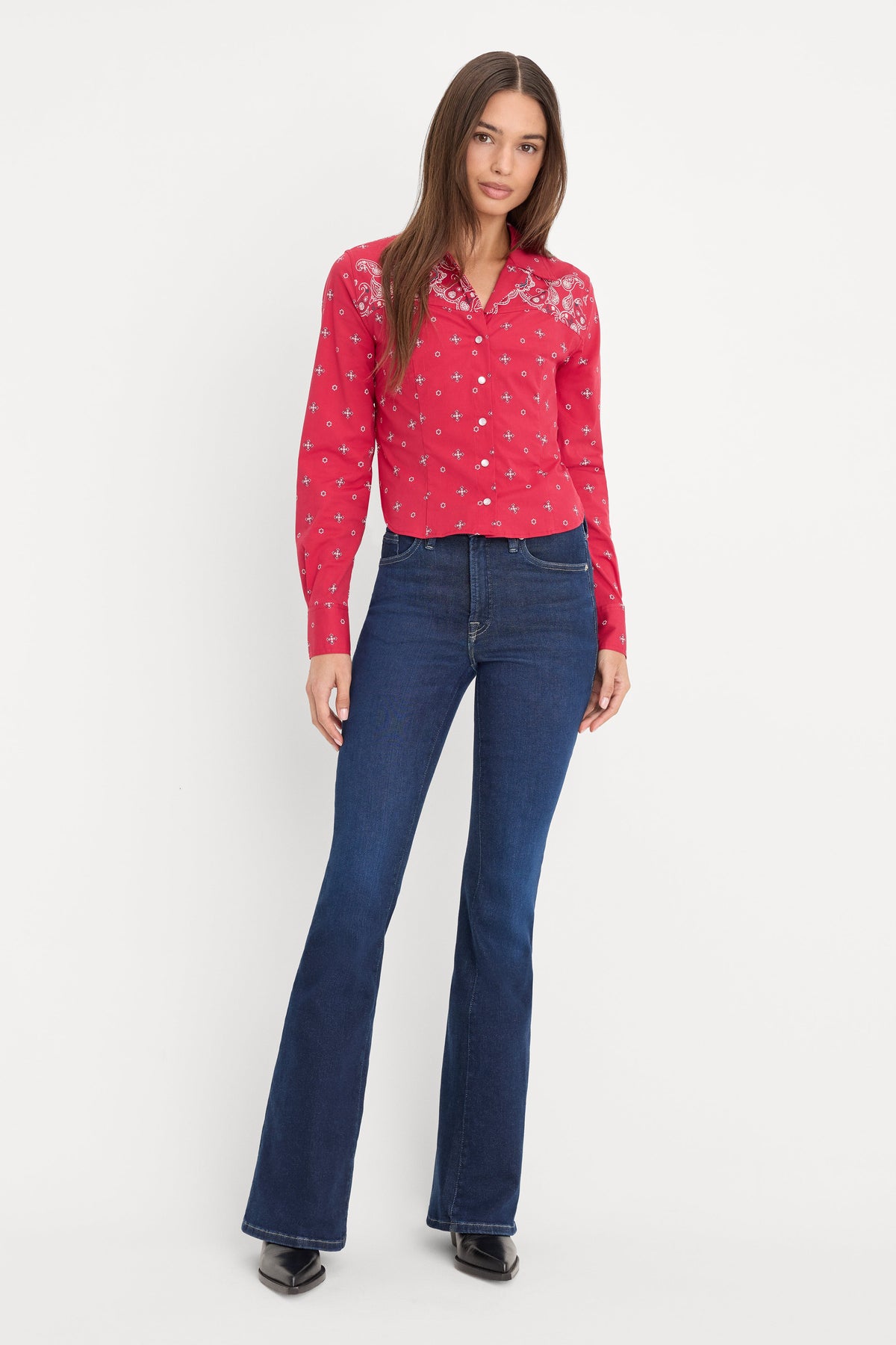 DOLLY TAILORED POPLIN SHIRT FLARE BANDANA PRINT