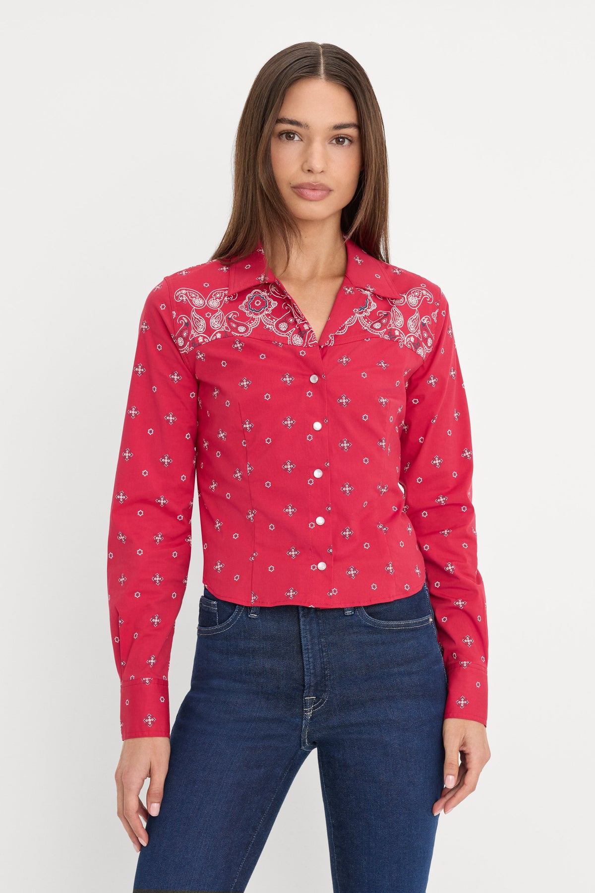 DOLLY TAILORED POPLIN SHIRT FLARE BANDANA PRINT