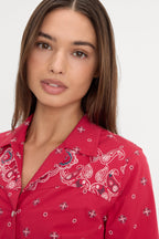 DOLLY TAILORED POPLIN SHIRT FLARE BANDANA PRINT