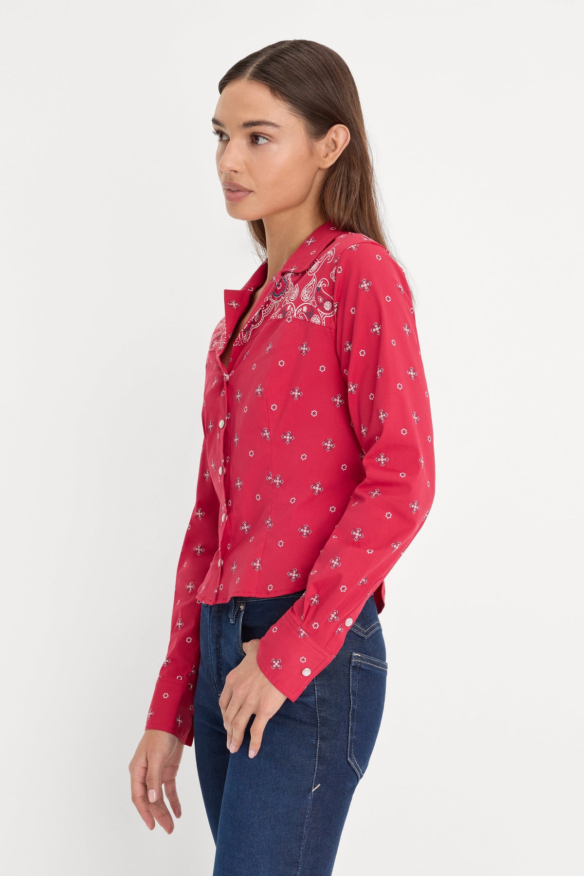DOLLY TAILORED POPLIN SHIRT FLARE BANDANA PRINT