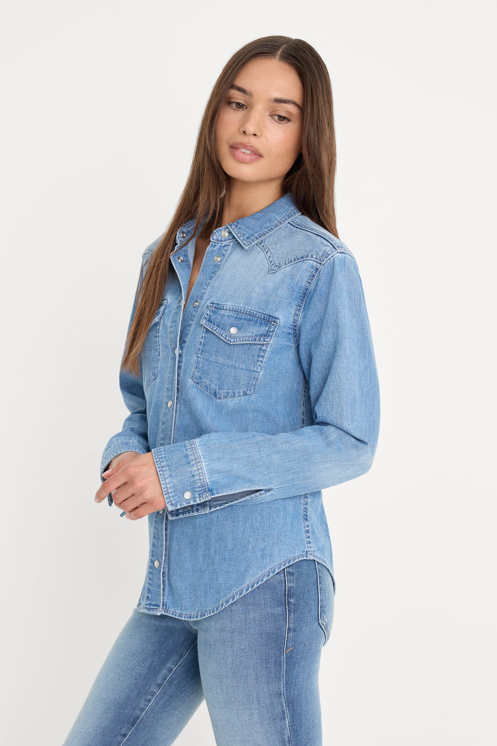 DOLLY SLIM FIT DENIM SHIRT LIGHT BLUE