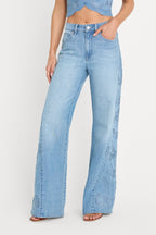 DOLLY JOLEANS EMBROIDERED GOOD WAIST PALAZZO JEANS INDIGO1202