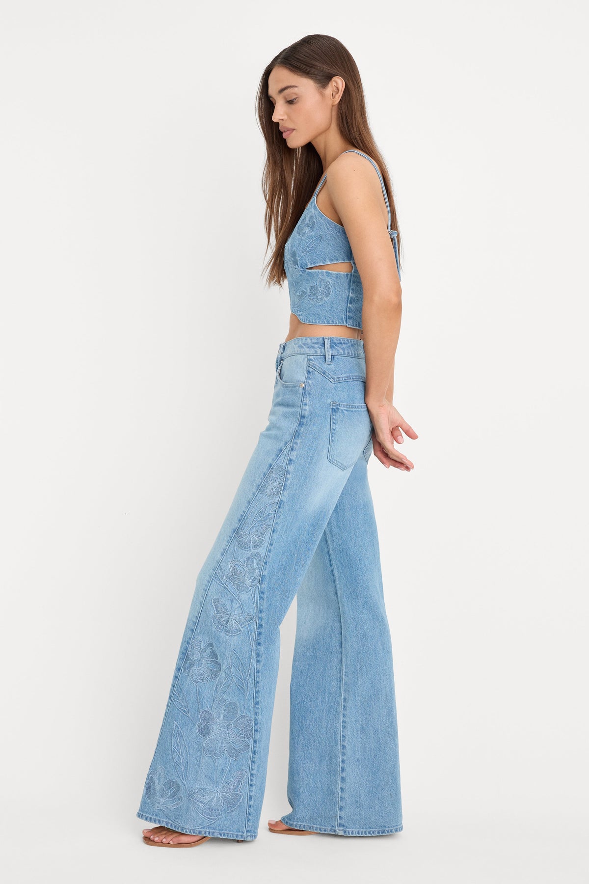 DOLLY JOLEANS EMBROIDERED GOOD WAIST PALAZZO JEANS INDIGO1202