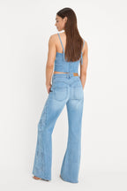 DOLLY JOLEANS EMBROIDERED GOOD WAIST PALAZZO JEANS INDIGO1202