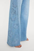 DOLLY JOLEANS EMBROIDERED GOOD WAIST PALAZZO JEANS INDIGO1202