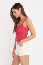 DOLLY LACE UP POPLIN TANK FLARE BANDANA PRINT