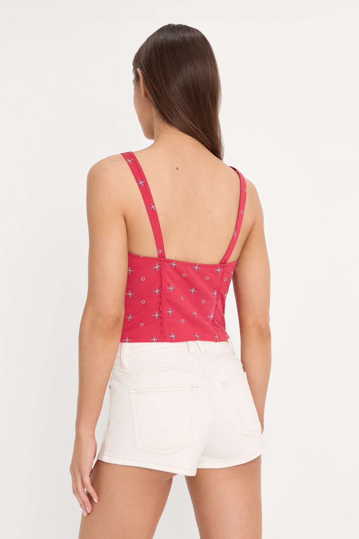 DOLLY LACE UP POPLIN TANK FLARE BANDANA PRINT