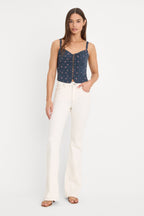 DOLLY LACE UP POPLIN TANK NEW NAVY BANDANA PRINT