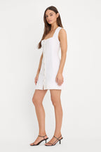 MINI BUTTON FRONT DRESS WHITE001