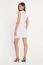 MINI BUTTON FRONT DRESS WHITE001
