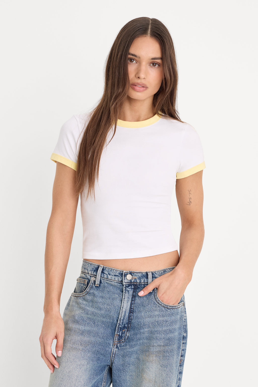 THE RINGER BABY TEE WHITE001
