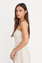 LINEN STRAPLESS TOP OAT