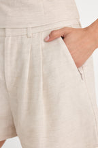 LINEN TROUSER SHORTS OAT