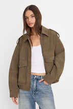 THE BETTER THAN LEATHER BOMBER JACKET STONE