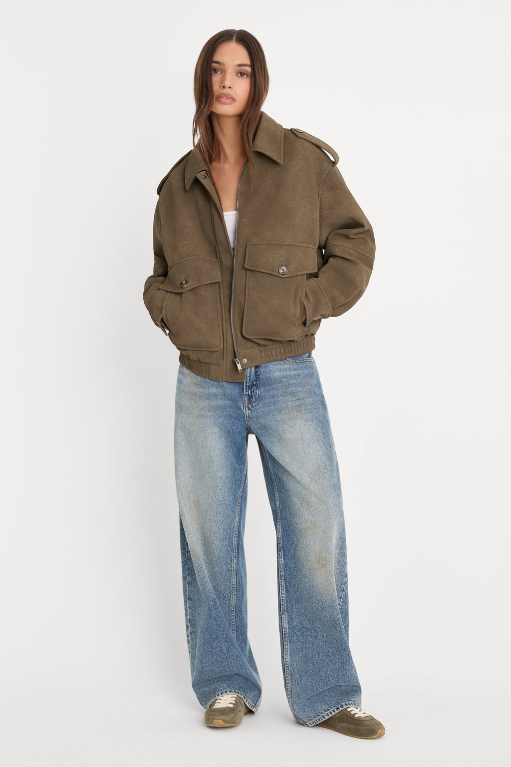 THE BETTER THAN LEATHER BOMBER JACKET STONE