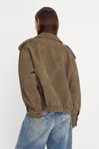 THE BETTER THAN LEATHER BOMBER JACKET STONE