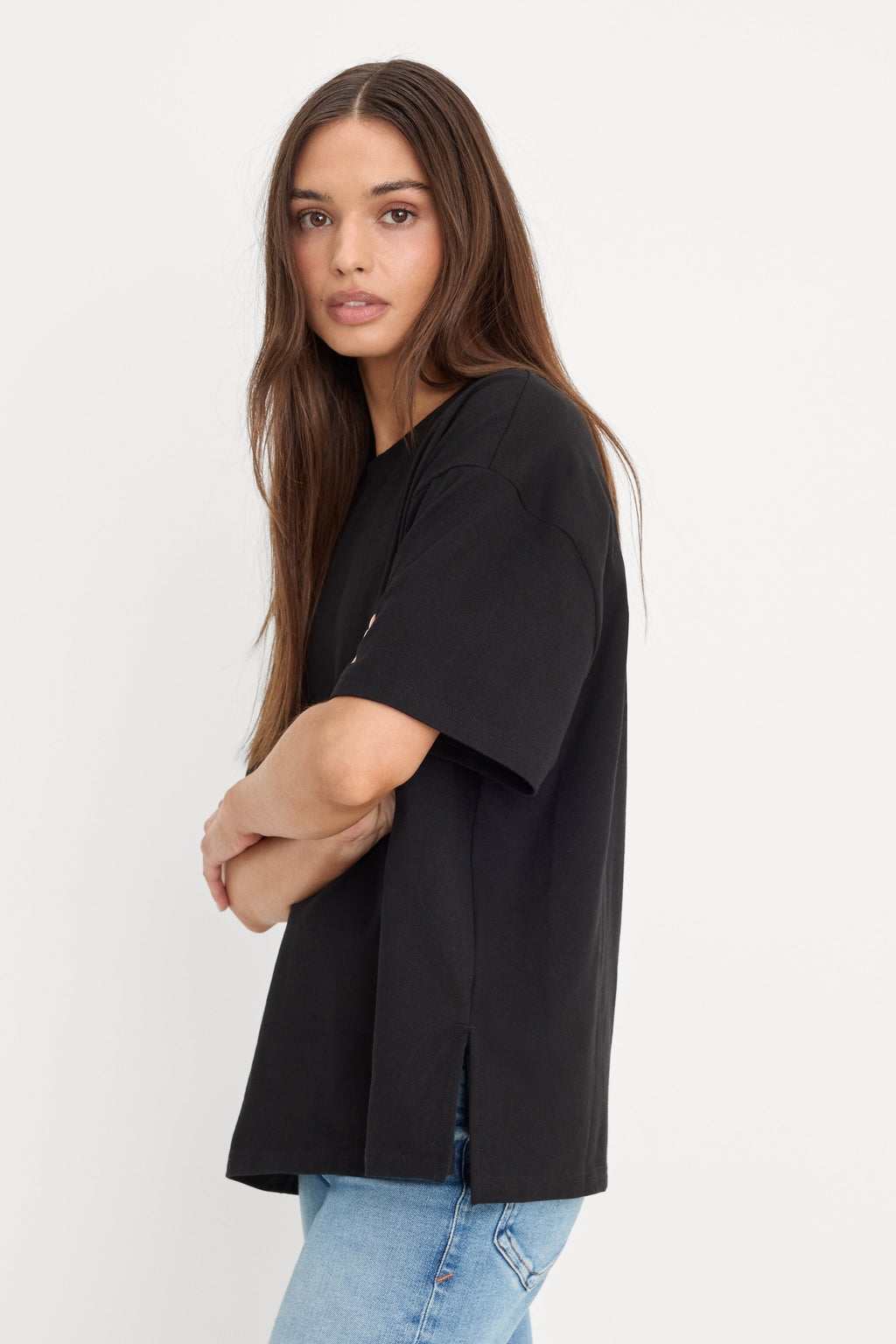 COTTON OVERSIZED TEE BLACK001