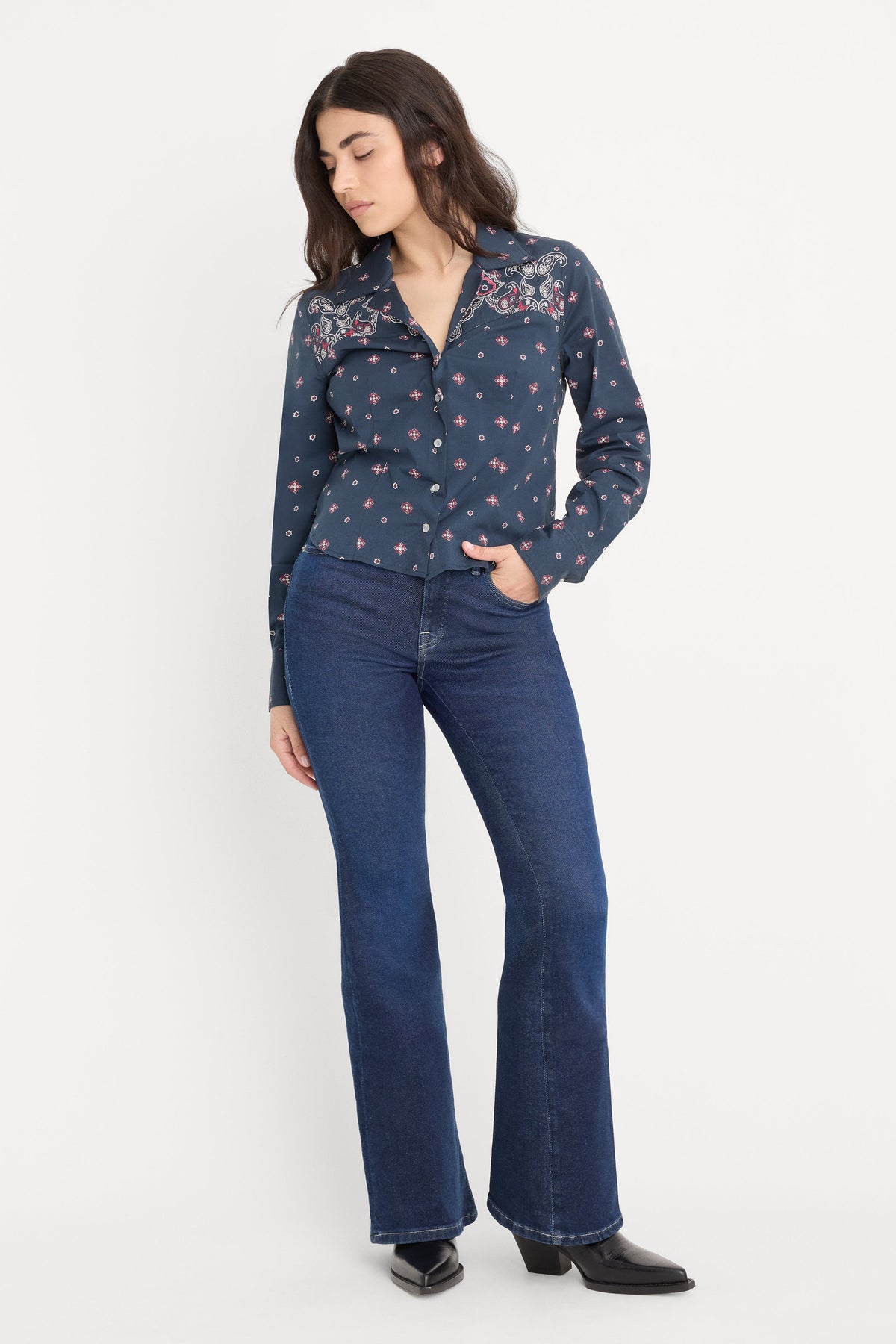 DOLLY JOLEANS PETITE FLARE JEANS INDIGO1193