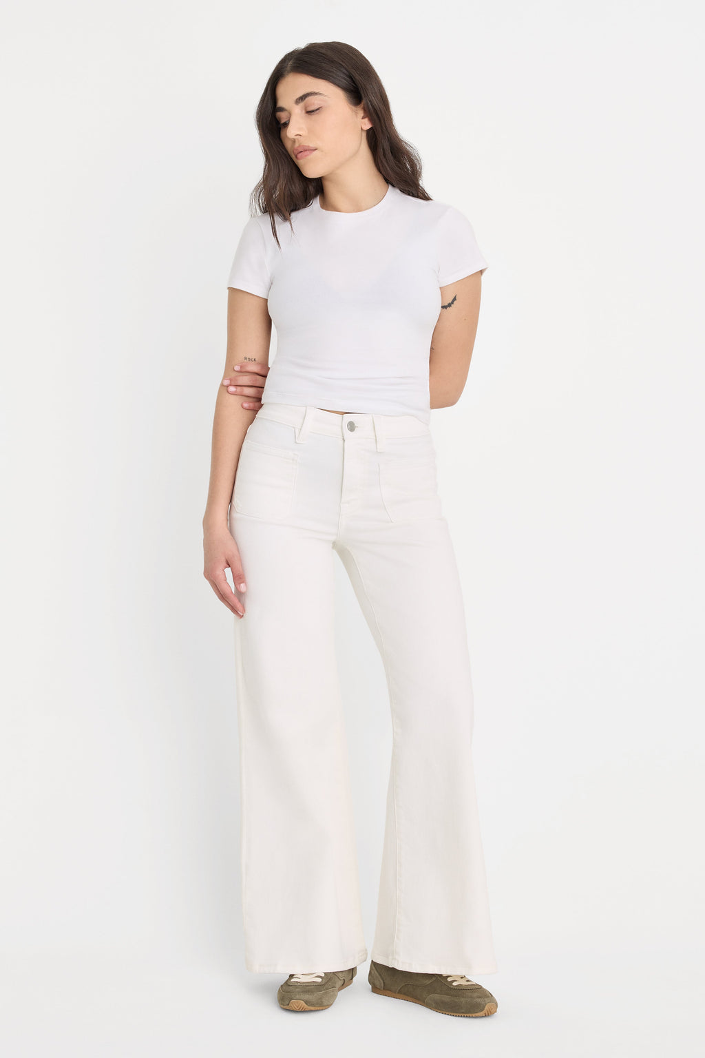 GOOD PETITE PALAZZO JEANS WHITE001