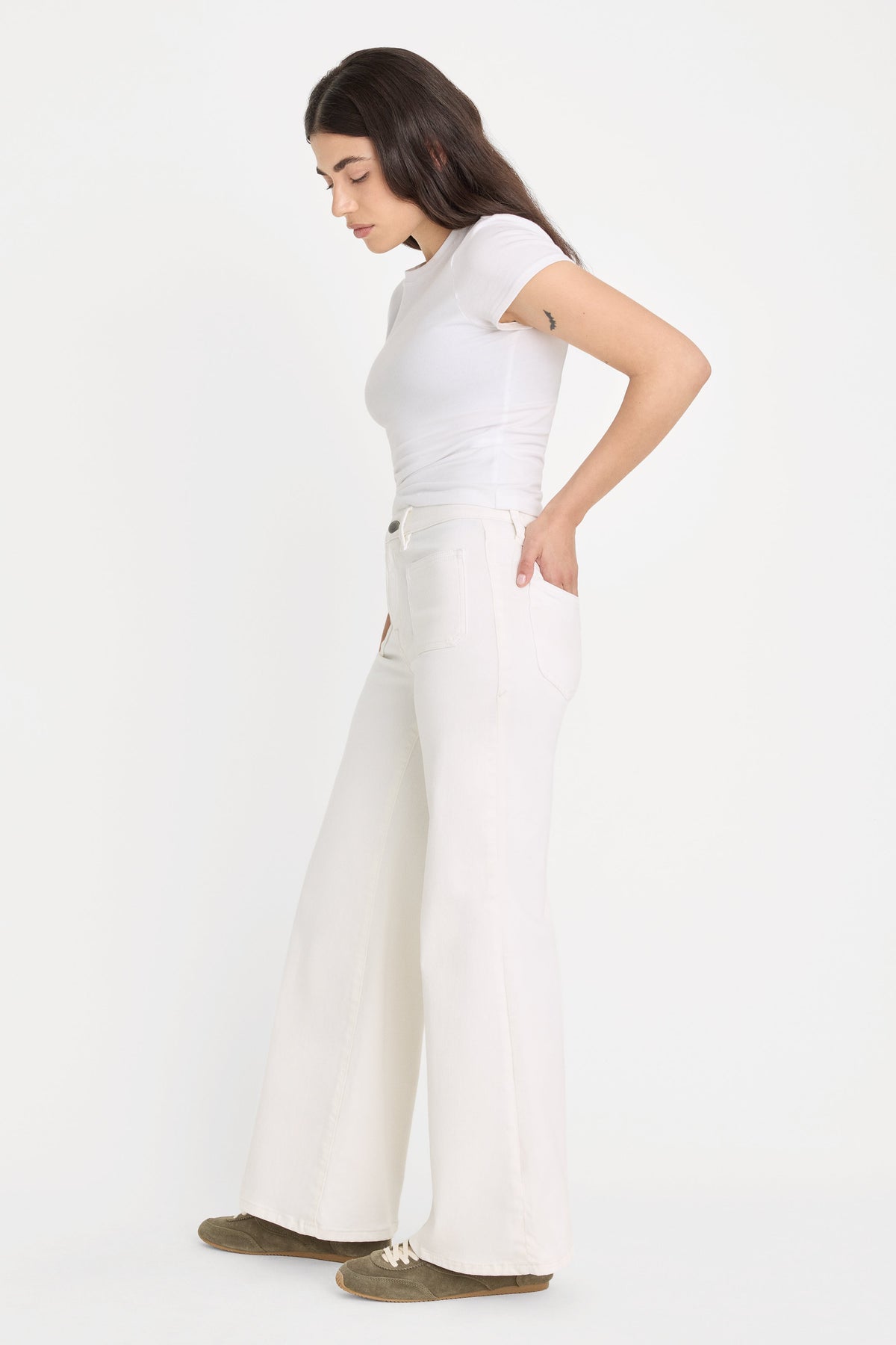 GOOD PETITE PALAZZO JEANS WHITE001