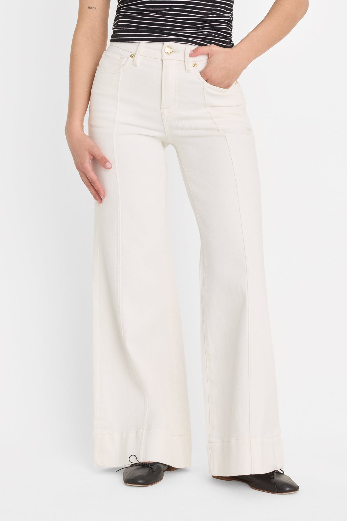 GOOD PETITE PALAZZO JEANS COTTON WHITE