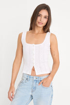 THE POINTELLE BUTTON DOWN TANK WHITE001