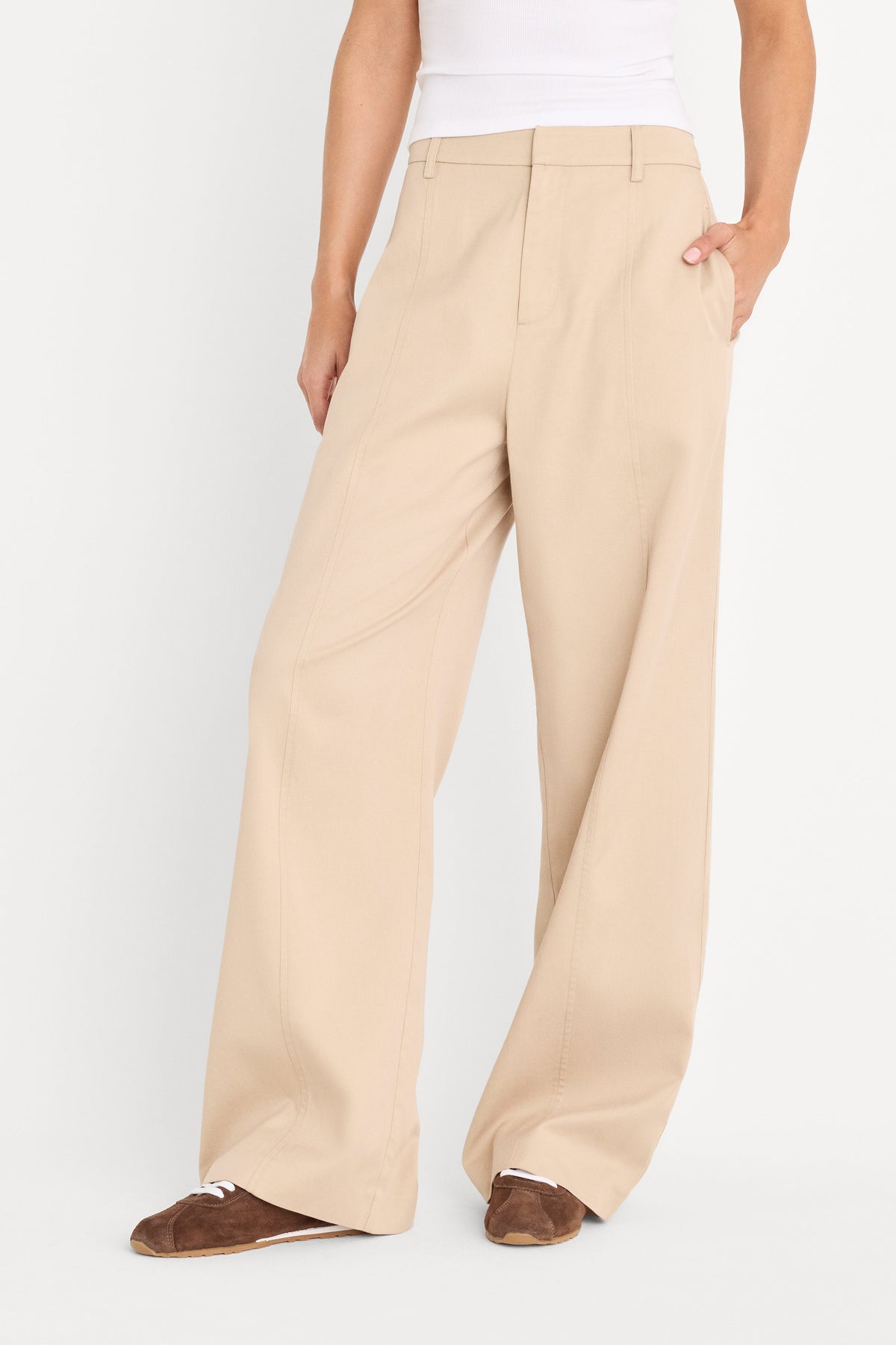 THE SEAMED WIDE LEG TROUSER LIGHT TAUPE