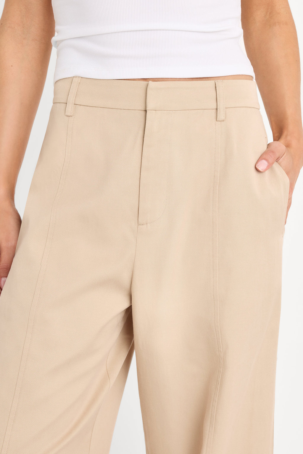 THE SEAMED WIDE LEG TROUSER LIGHT TAUPE