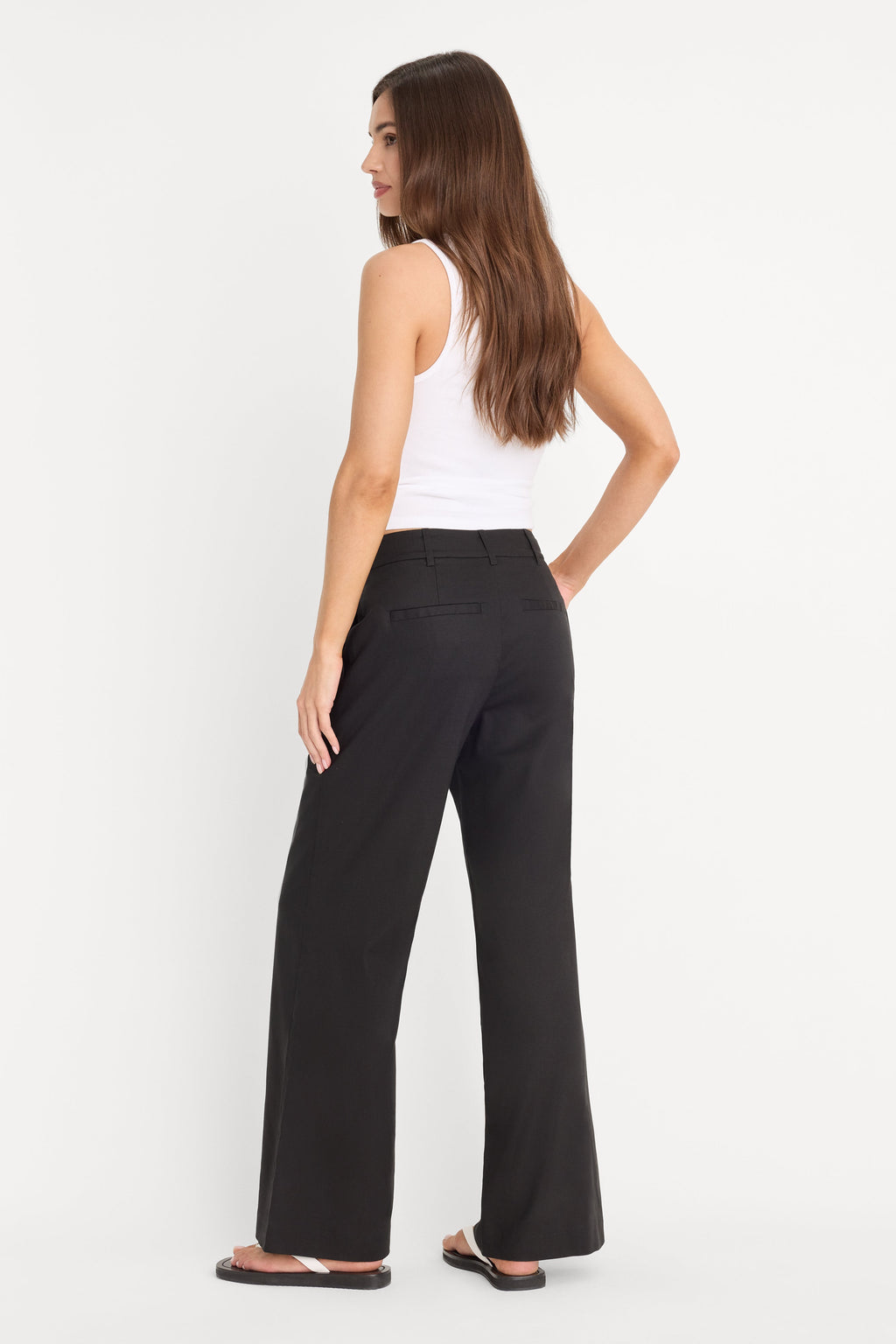 THE WIDE LEG LINEN TROUSER BLACK