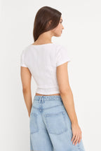 THE POINTELLE SQUARE NECK TOP WHITE001